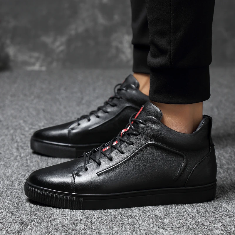 Harga Sepatu Berseluncur Papan Atas Mode Ukuran Besar 36-48 Sneakers Kasual Kulit Asli Pria Pelatih Hangat Bertali Zapatos Hombre