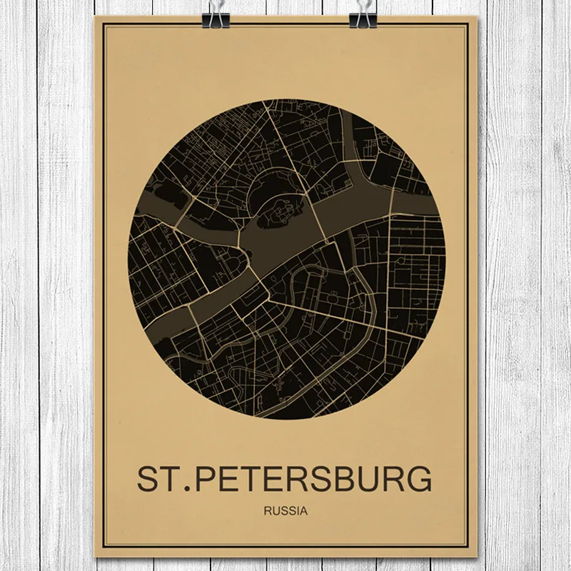 ST. Питерская карта городов мира винтажный постер Ретро Художественная роспись