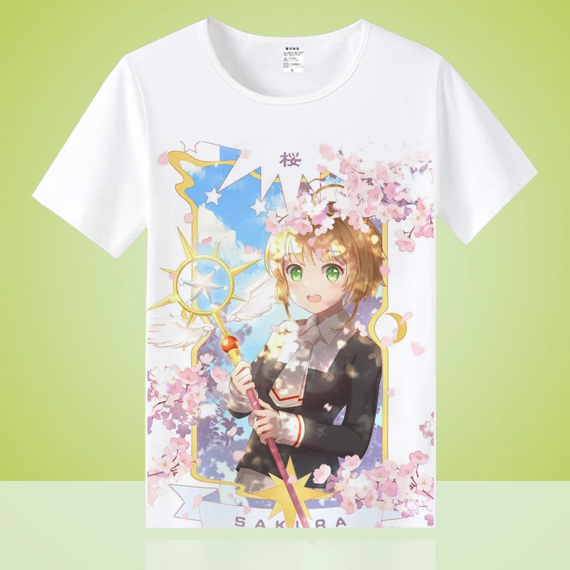 Футболка Cardcaptor Sakura с коротким рукавом белая футболка футболки для подростков