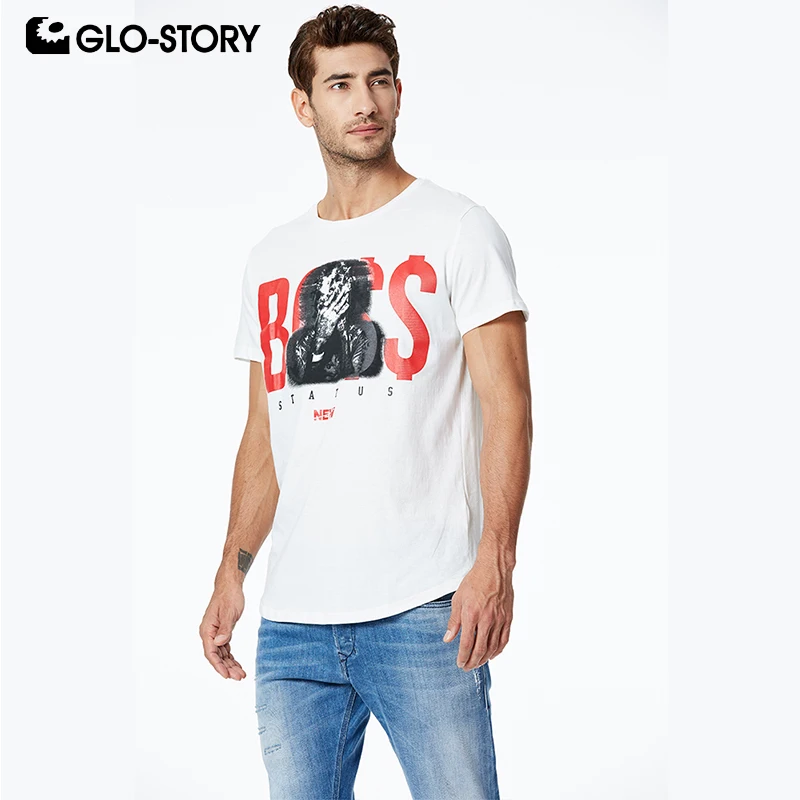 GLO STORY 2019 модные мужские футболки из 100% хлопка летние повседневные с коротким