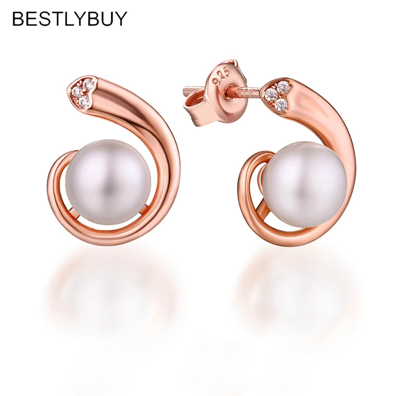 

BESTLYBUY 100% серьги из натурального пресноводного жемчуга, Настоящее серебро 925 пробы Серьги гвоздики 6,5-7 мм жемчужные ювелирные изделия постав...