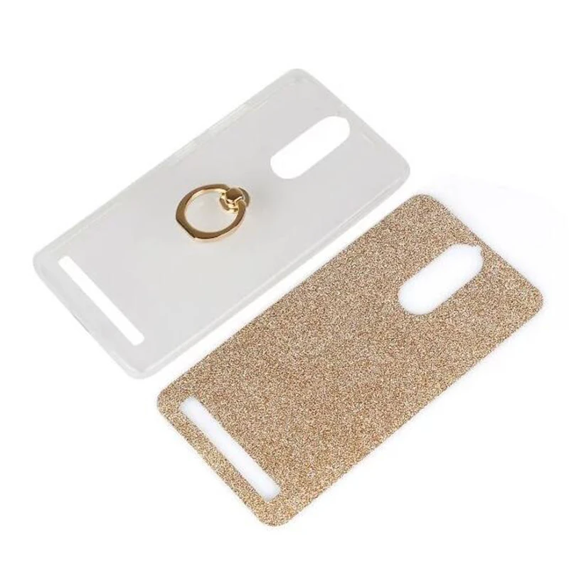 Cover Phone Case For Lenovo K5 Note Vibe Pro 5.5&quot TPU Silicone Transparent Shell Flash Glitter Powder Finger Ring Stent |