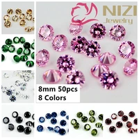 50pcs 8mm crystal material brilliant cuts round cubic zirconia beads stones supplies for jewelry 3d nail art diy decorations
