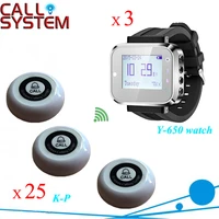 restaurant wireless waiter call system w wrist watch pager k p transmitter button 3 watches 25 table bell button