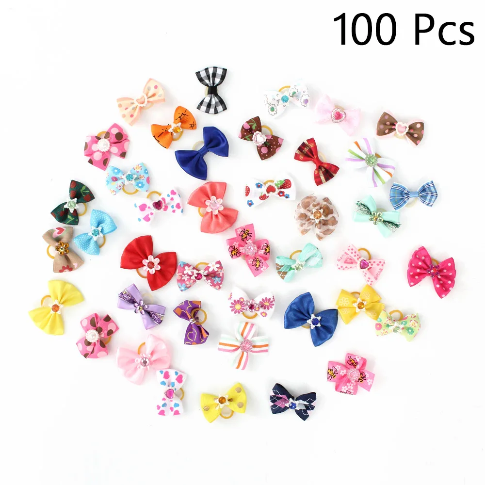 100 Pcs Mix Styles 20/50/100 шт. ручной работы аксессуары для ухода за домашними животными продукты бабочка галстук-бабочка 6011026 волосы с мелким цветочным рисунком бантов для маленьких талисманы "Собака" подарок - Цвет: 100 Pcs Mix Styles