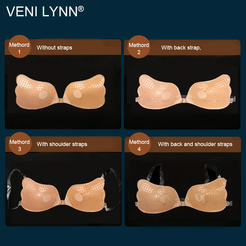 VENI LYNN тонкий самоклеящийся дышащий биологический силиконовый бюстгальтер