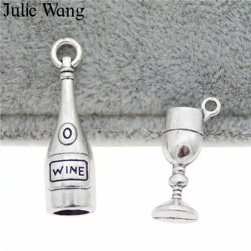 Julie Wang 12 шт. подвески в виде винной лампы сплав Античное серебряное покрытие