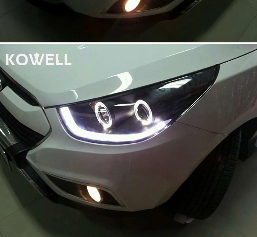 KOWELL автомобильный Стайлинг 2010-15 для hyundai IX35 фары новые Tuscon светодиодный фары светодиодный DRL Биксеноновые линзы дальнего света парковочные противотуманные фары