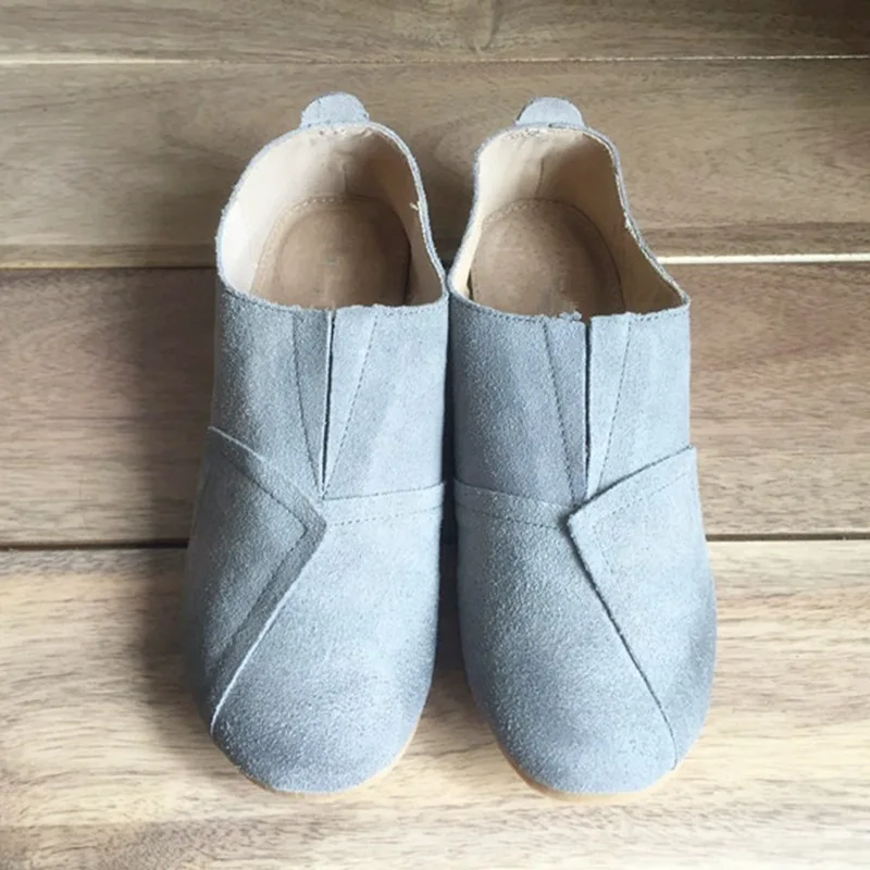 Новый 2016 осень обувь Из Натуральной кожи Чистый ручной плоские туфли ретро