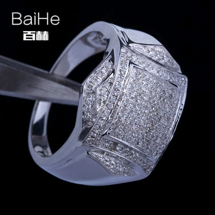 BAIHE, Стерлинговое серебро 925, 0.7CT, сертифицировано H/I, круглая огранка,, настоящие натуральные бриллианты, свадебные мужские классические ювелирные изделия, кольцо
