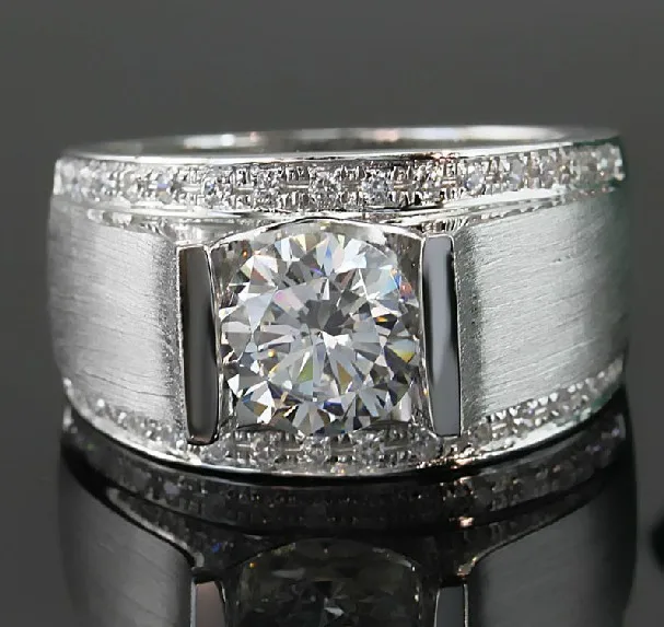 18 карат мужское ювелирное изделие 1ct моиссанит кольцо белое золото для мужчин AU750 Белое ювелирные изделия