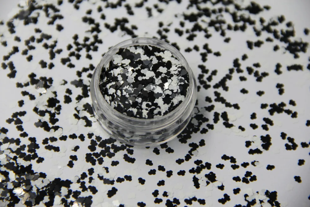 Стойкие к растворению черные и белые цвета Блестящие Блестки пайетки в виде