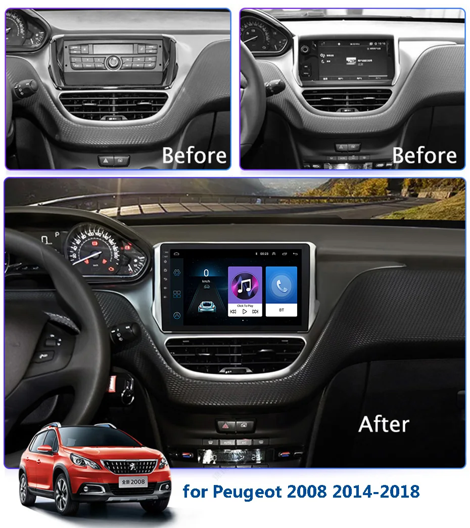 9 дюймов 2.5D ips Закаленное HD мультисенсорный экран Android 8,1 NAVI для peugeot 2008- с Bluetooth USB wifi Поддержка SWC