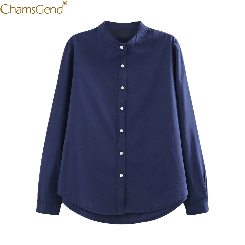 Женская однотонная блузка на пуговицах белая Повседневная Свободная большого