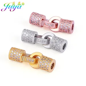 Коннектор Juya с микро-цирконием, застежка-бочка, аксессуары для женщин, мужчин, изготовление кожаных шнуров, браслетов