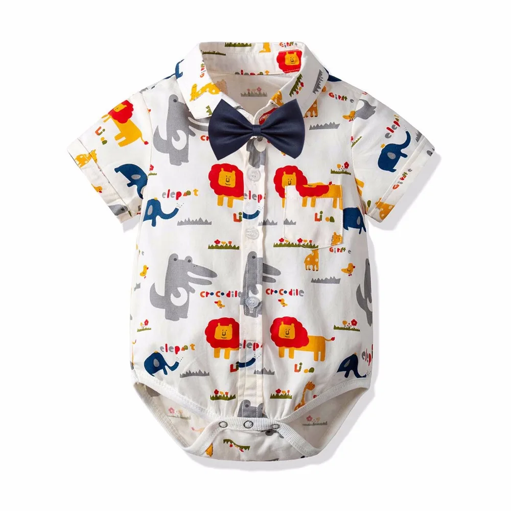 

Boys Cartoon Rompers Dragon Lion Horse Print Summer Cotton Rompers Western Toddler Infant Kids Clothes
