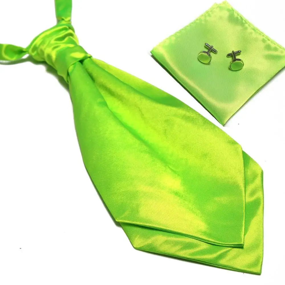 Bright green Новинка, набор солидных мужских галстуков для шеи, вечерние галстуки, белый деловой набор, наборы галстуков, запонки, платок - Цвет: Bright green