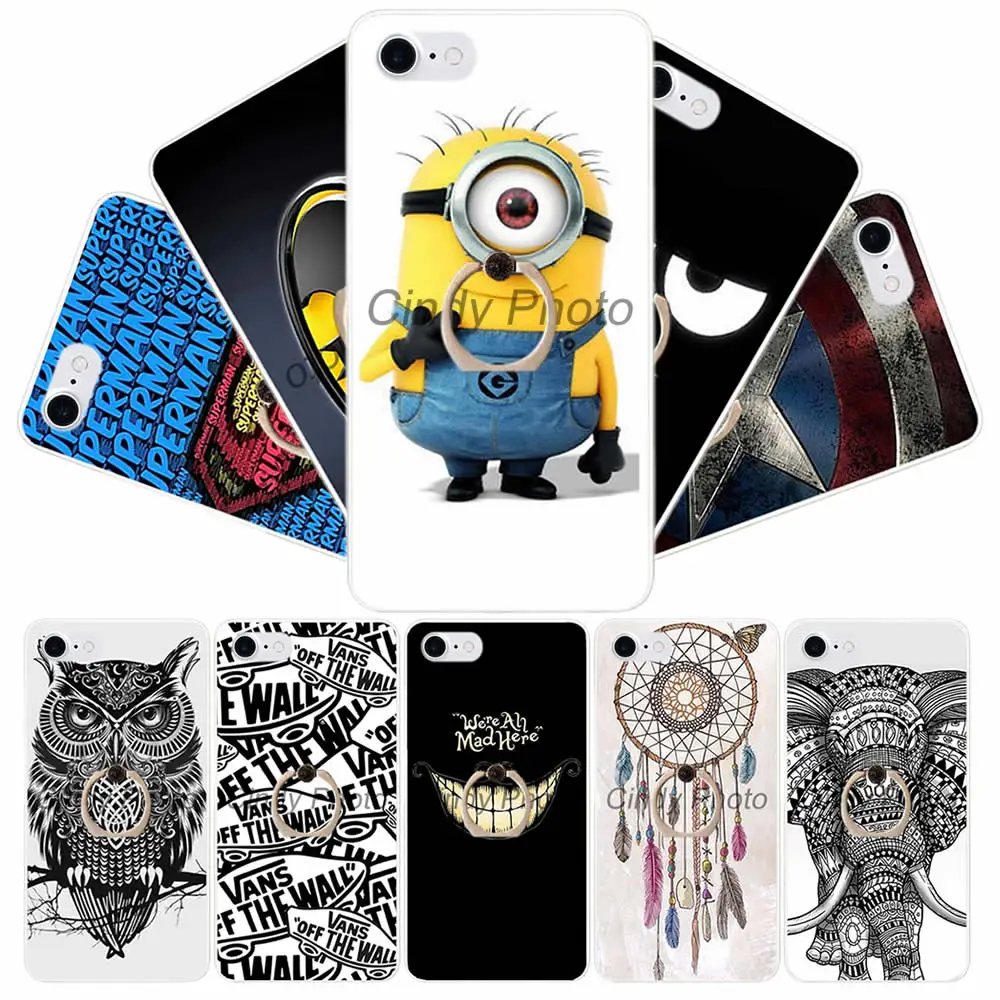 For Huawei Y5 Ascend Y560 Finger Ring Stand Hard Plastic Case Cover Cartoon Painting Minions Owl Superman Batman Captain |