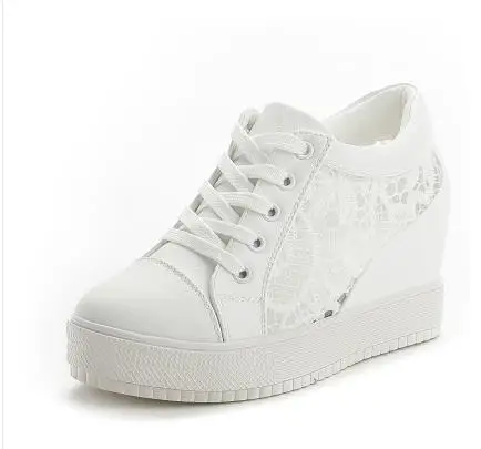 Платформа на высоких каблуках женская обувь на танкетке Chaussure Femme черный, белый цвет Скрытая каблуки лифт обувь Повседневные зимние ботинки - Цвет: The picture color