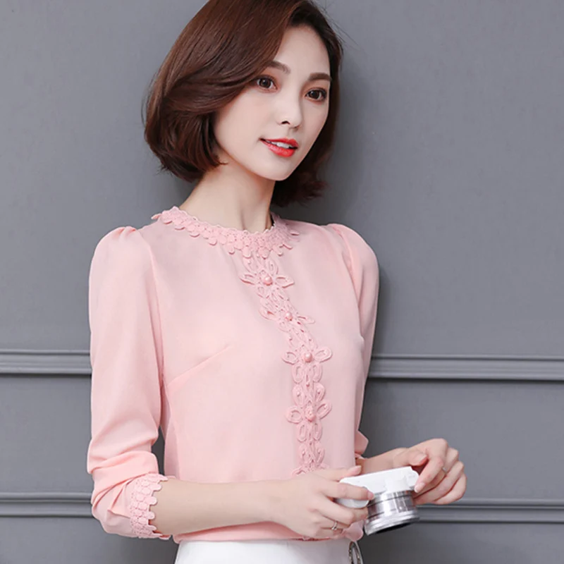 Новинка весны 2017 Элегантная блузка размера плюс S ~ XXXL корейские платья кружевная