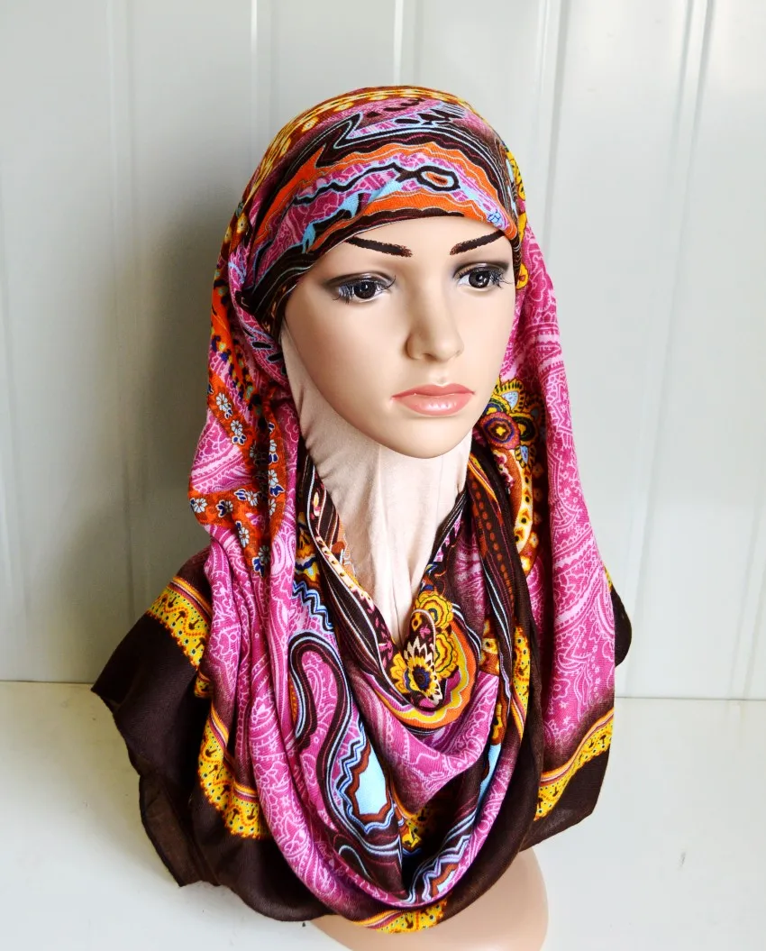 Женский шарф с цифровой печатью большой квадратный мусульманский хиджаб из