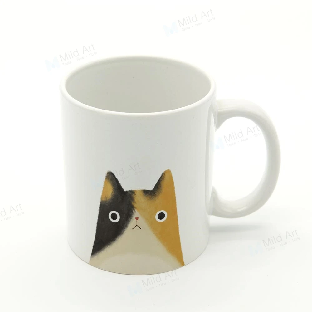 cat-face-mix-mug Нордическая кавайная Акварельная черная кошачья морда кухонная керамическая чашка для воды креативный милый детский подарок кафе бар домашние кружки для кофе, чая, молока набор - Цвет: cat-face-mix-mug
