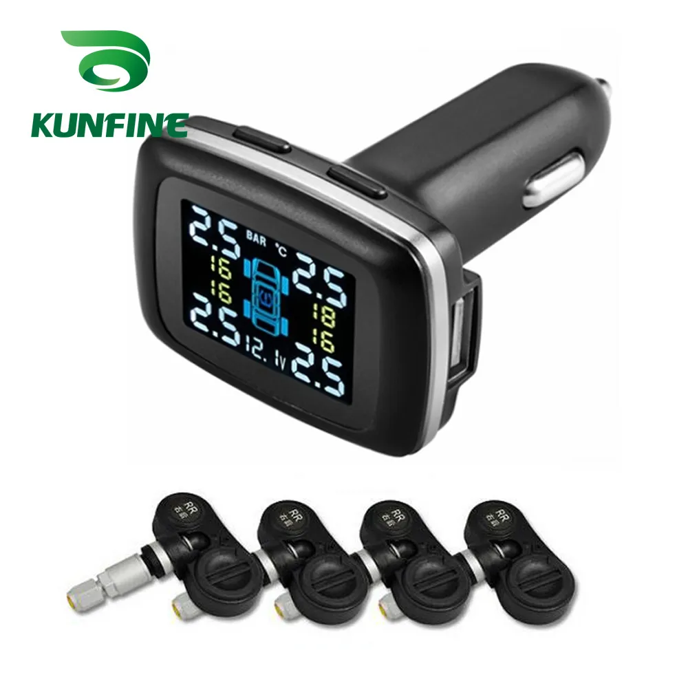 Internal TPMS Умный автомобиль TPMS система контроля давления в шинах прикуриватель цифровой ЖК-дисплей автоматическая система охранной сигнализации давление в шинах - Тип: Internal TPMS