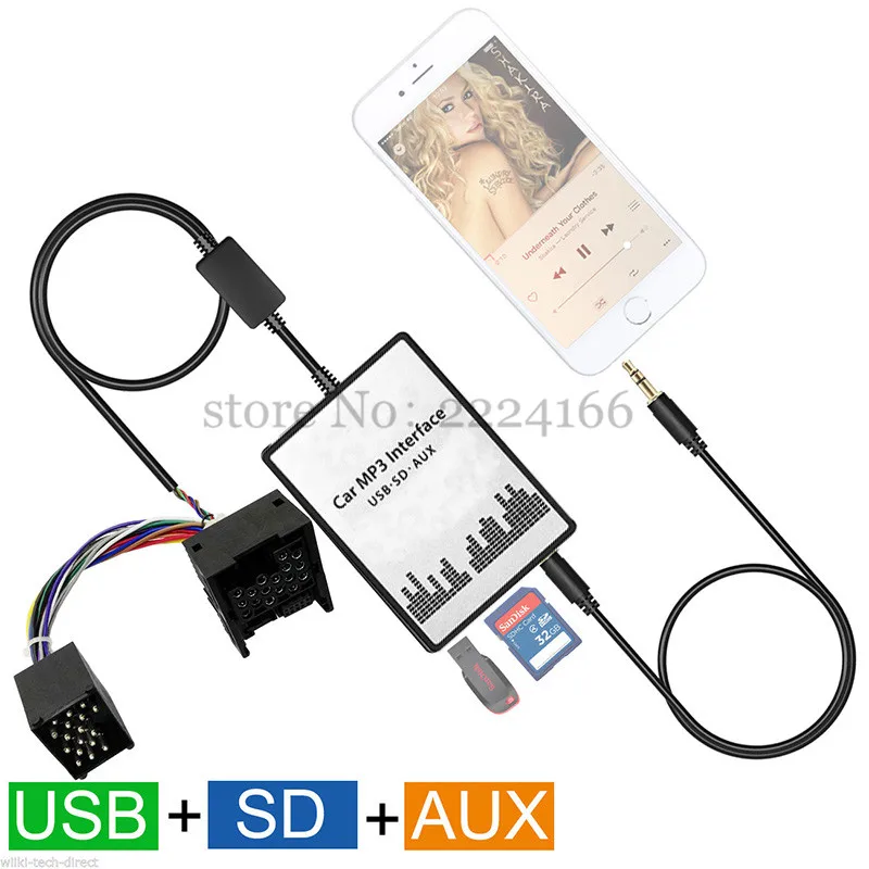USB SD AUX MP3 Автомобильный музыкальный интерфейс плеер CD Changer адаптер зарядное