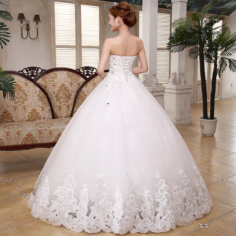Девушки роскошный алмаз свадебное платье 2017 Современный Простой Вытирая Кружева