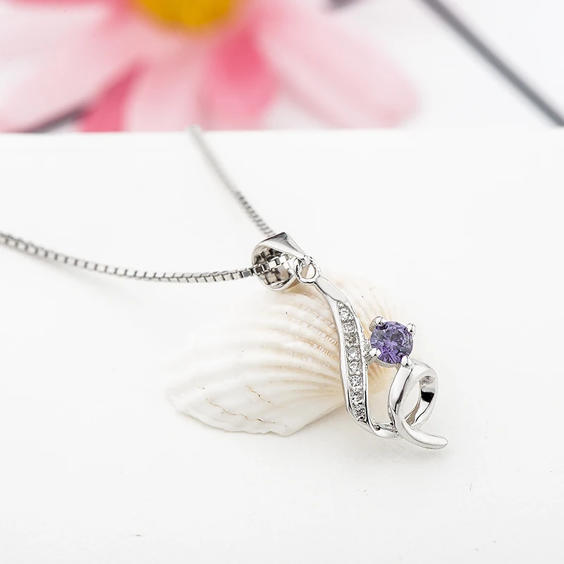 

Wholesale Jewelry Cheap Pendant Sterling Silver Necklace Zircon Carbon Pendant Silver Clavicle Necklace Free Box Chain S925
