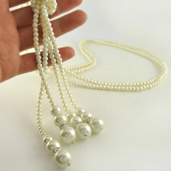 Женская двухслойная жемчужная цепочка-ожерелье идеально круглая жемчужина в