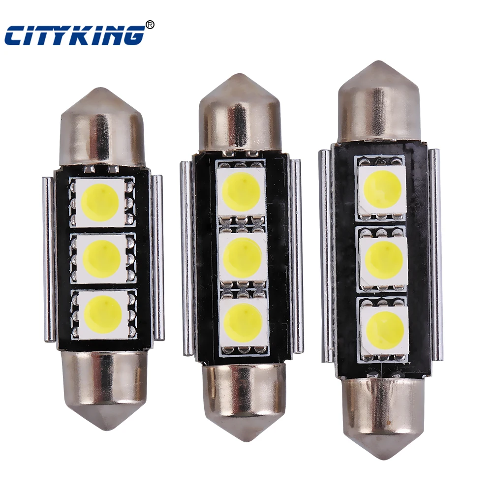 Бесплатная доставка 2 шт./лот Festoon 3smd 5050 led 36 мм 39 41 белый купол LED CANBUS безошибочная