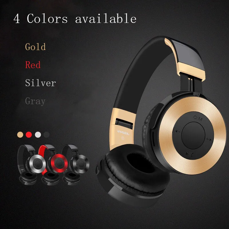 Bluetooth Headphone Headset Gold Wireless Sport with Microphone for iPhone Stereo Portable Headphones | Электроника