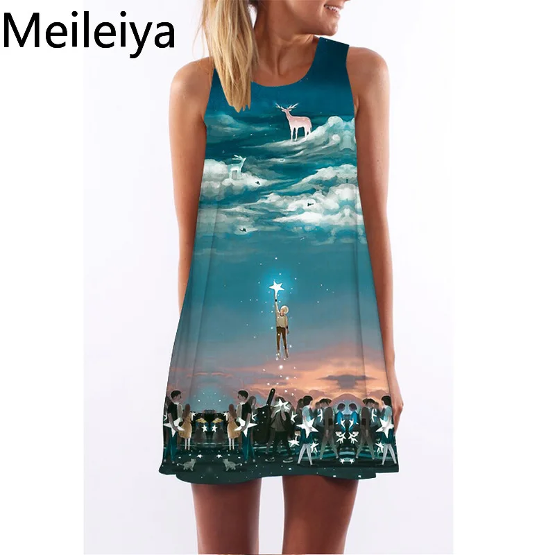 Женское платье с цифровым принтом Микки Мауса новинка 2019 летнее сексуальное