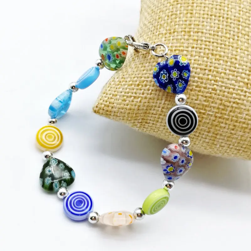 Цветной стеклянный браслет DIY муранское стекло ручной работы 3 шт.|glass bracelet|murano glass