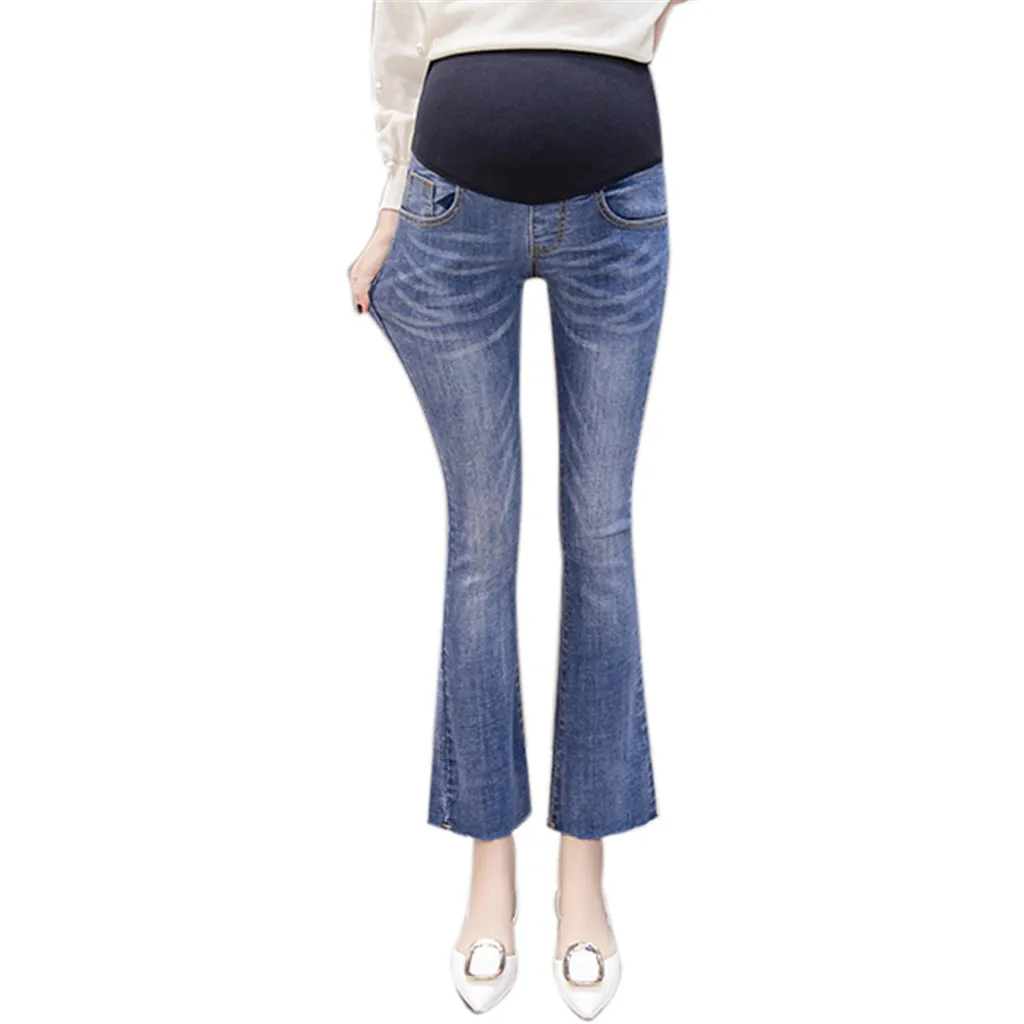 

Maternity Pregnancy Flare Pants Trousers Jeans Elastic Long Pants L318