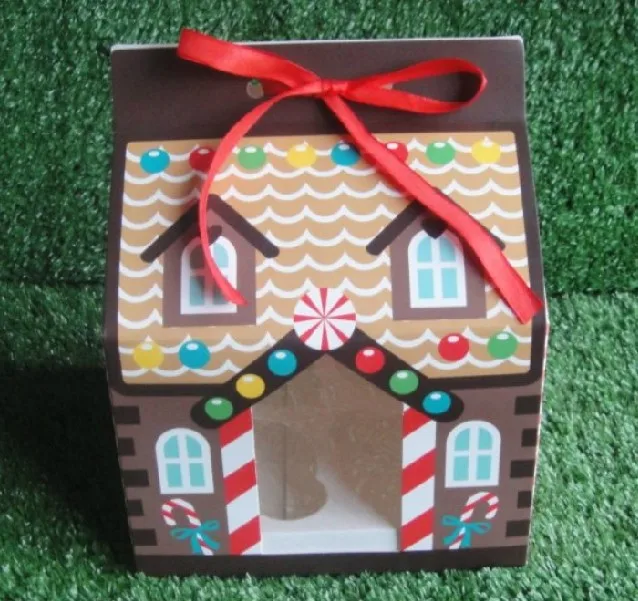 Рождественская коробка для кексов с 4 отверстиями/искусственная кожа/держатель