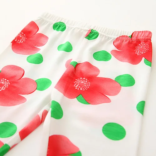 Летние Цветочный Принт по колено штаны для девочек леггинсы детей Детская одежда