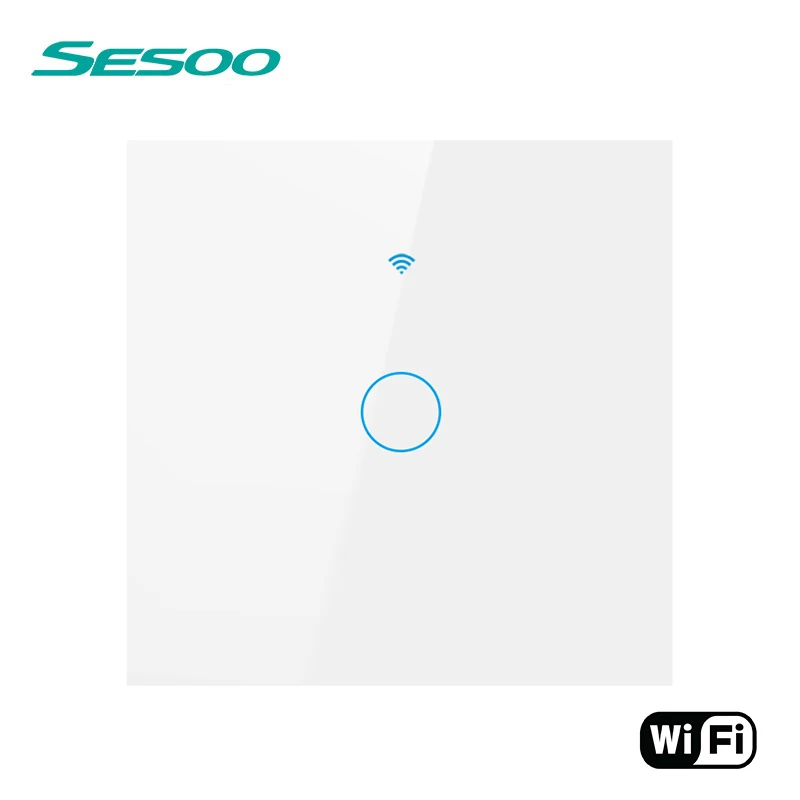 WIFI-EU-SK3-01 White SESOO WI-FI умный сенсорный переключатель приложение Беспроводной дистанционного светильник настенный выключатель 1 группа с украшением в виде кристаллов Стекло Панель работает с Alexa/Google Home - Цвет: WIFI-EU-SK3-01 White