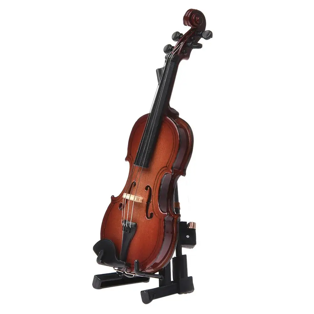 Миниатюрная деревянная скрипка реплика модели с подставкой музыкальная