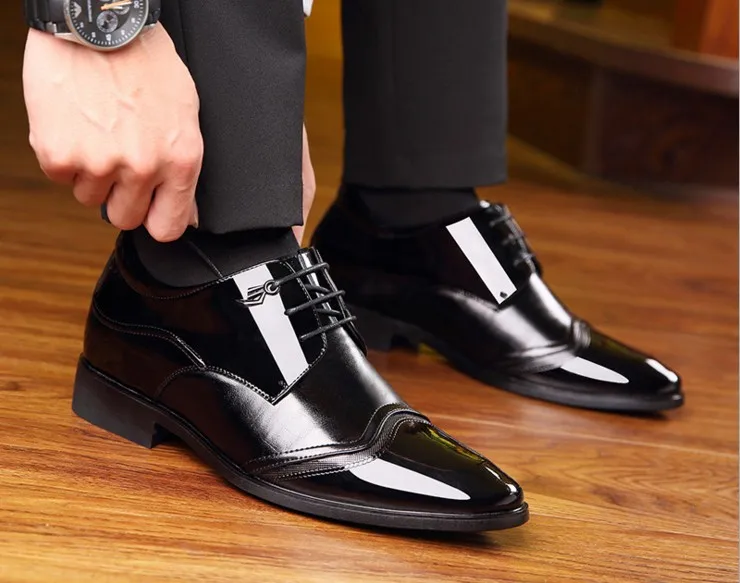 Туфли Cyabmoz мужские деловые на шнуровке заостренный носок визуально увеличивают