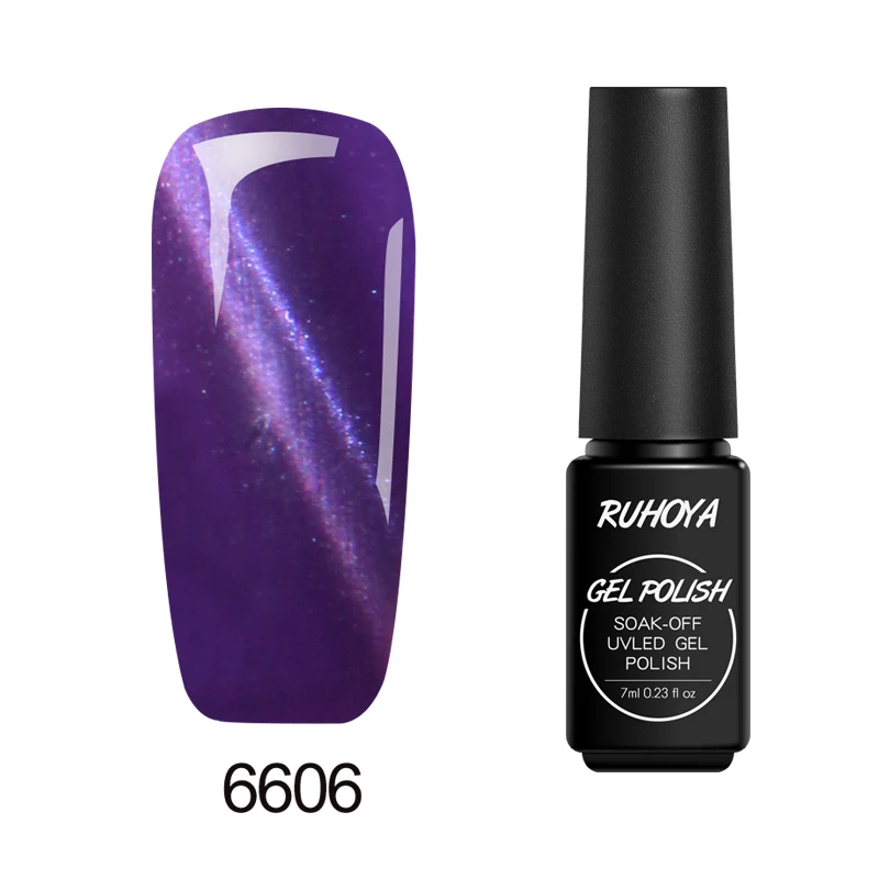 6606 Ruhoya УФ-гель для ногтей, лак, клей, замачиваемый, длительное тиснение, кошачьи глаза, замачиваемый, УФ-светодиодный лак для ногтей, краска - Цвет: 6606