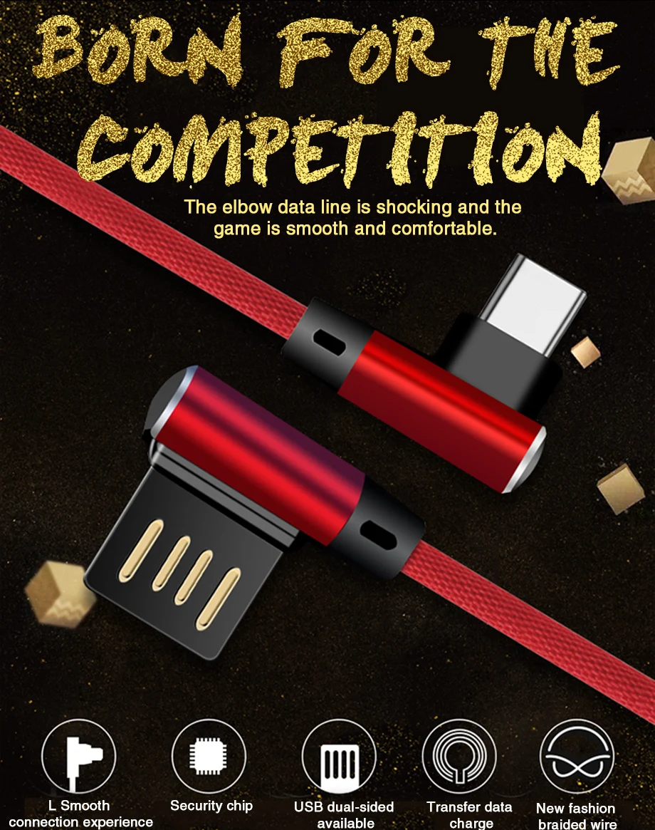 3а тип-c USB Micro usb 90 градусов локоть Быстрая зарядка тип-c кабель для samsung huawei Xiaomi зарядное устройство адаптер Быстрая зарядка кабель
