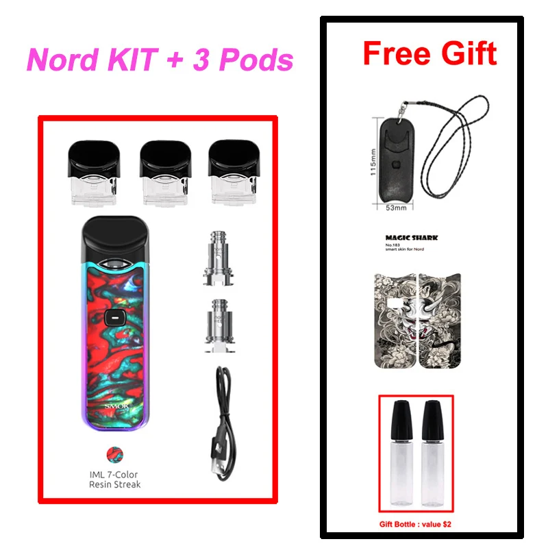 IML 7-color Resin SMOK Nord Pod Vape 1100 мАч батарея 3 мл Pod система обычная сетка катушка электронная сигарета комплект испаритель VS SMOK NOVO Minifit комплект - Цвет: IML 7-color Resin