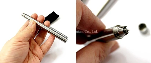 spesifikasi Titanium TC4 Taktis Gel Tinta Pena/Pertahanan Pribadi Pen/Palu Darurat 31.5G Dengan Tersembunyi Window Melanggar Akhir