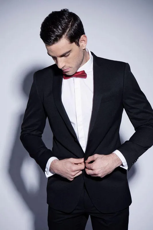 

New Arrivals One Button Groom Tuxedos Notch Lapel Groomsmen Best Man Wedding Prom Dinner Suits ( jacket+Pants+tie)