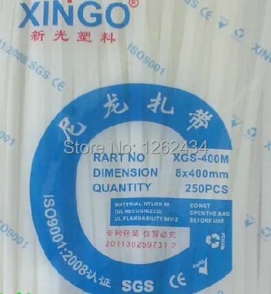 Нейлоновые кабельные стяжки XGS-400M 8x400, самоблокирующиеся кабельные стяжки из пластика, обвязочная лента, линия луча с 8*400 международным стандартом