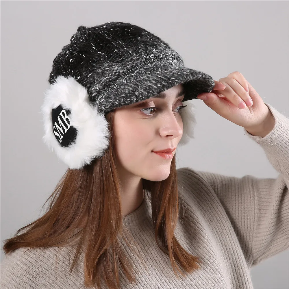 2018 новые модные женские зимние теплые удобные градиент цвет защиты Casquette вязать