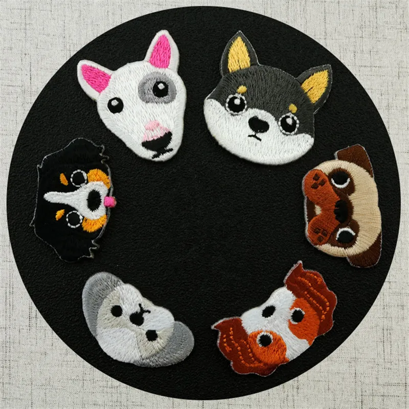 Бесплатная доставка тканевые нашивки Akita с милыми собаками мопсами