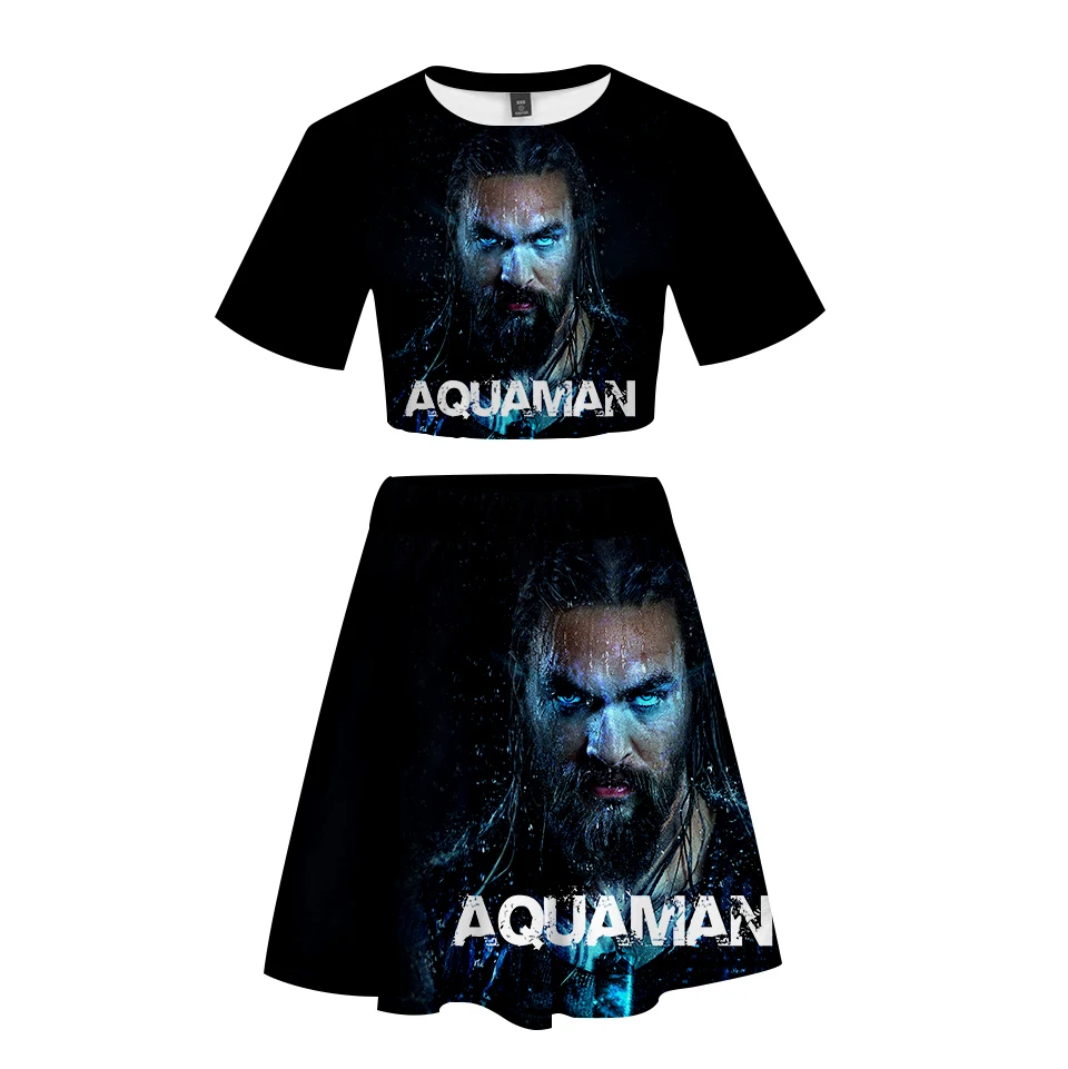 Женский комплект из двух предметов Aquaman летний укороченный топ с короткими